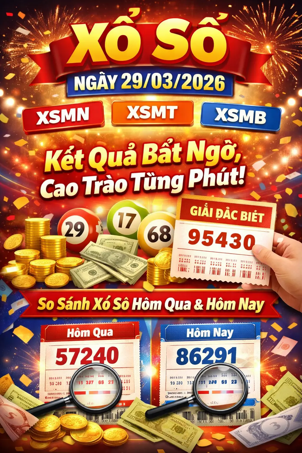 Xổ số ngày 29/03/2026: Diễn biến gây cấn từng phút, kết quả thay đổi bất ngờ so với hôm qua